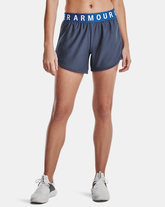 Women's UA Play Up 5" Shorts, Blue, pdpMainDesktop image number 0